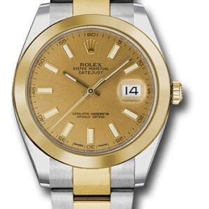 Rolex Steel and Yellow Gold Rolesor Datejust 41 Watch - Smooth Bezel - Champagne Index Dial - Oyster Bracelet - 126303 chio