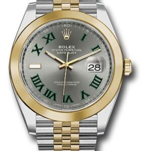 Rolex Steel and Yellow Gold Rolesor Datejust 41 Watch - Smooth Bezel - Slate Green Roman Dial - Jubilee Bracelet - 126303 slgrj