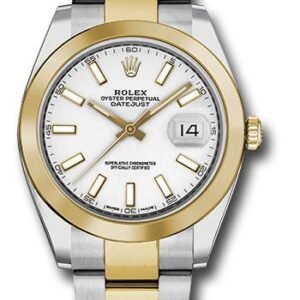 Rolex Steel and Yellow Gold Rolesor Datejust 41 Watch - Smooth Bezel - White Index Dial - Oyster Bracelet - 126303 wio