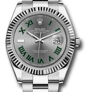 Rolex Steel and White Gold Rolesor Datejust 41 Watch - Fluted Bezel - Slate Green Roman Dial - Oyster Bracelet - 126334 slgro