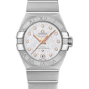Omega Constellation Co-Axial Master Chronometer Watch - 27 mm Steel Case - Silk-Like Pattern White -Silvery Diamond Dial - 127.10.27.20.52.001