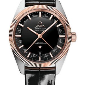 Omega Constellation Globemaster Omega Co-Axial Master Chronometer Annual Calendar - 41 mm Steel And Sedna Gold Case - Black Dial - Black Leather Strap - 130.23.41.22.01.001