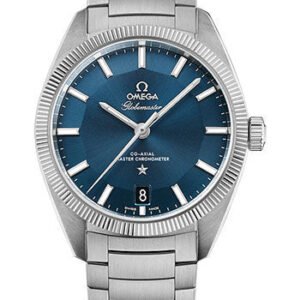 Omega Constellation Globemaster Co-Axial Master Chronometer Watch - 39 mm Steel Case - Fluted Bezel - Blue Dial - 130.30.39.21.03.001