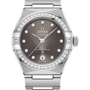 Omega Constellation Manhattan Co-Axial Master Chronometer Watch - 29 mm Steel Case - Diamond-Paved Bezel - Grey Diamond Dial - 131.15.29.20.56.001