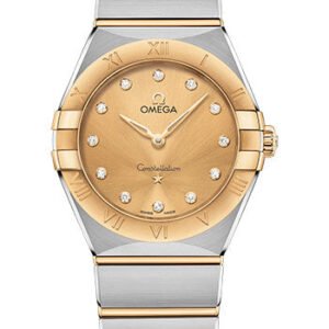 Omega Constellation Manhattan Quartz Watch - 28 mm Steel And Yellow Gold Case - Champagne Diamond Dial - 131.20.28.60.58.001