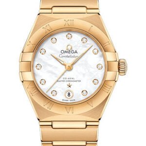 Omega Constellation Manhattan Co-Axial Master Chronometer Watch - 29 mm Yellow Gold Case - Mother-Of-Pearl Diamond Dial - 131.50.29.20.55.002