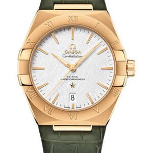 Omega Constellation OMEGA Co-Axial Master Chronometer - 39 mm Yellow Gold Case - White Silvery Dial - Olive Leather Strap - 131.53.39.20.02.002