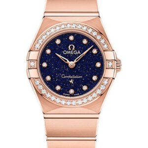 Omega Constellation Quartz - 25 mm Sedna Gold Case - Diamond Bezel - Blue Glass Diamond Dial - 131.55.25.60.53.002