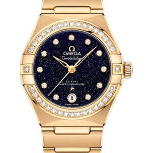 Omega Constellation Omega Co-Axial Master Chronometer - 29 mm Yellow Gold Case - Diamond Bezel - Blue Glass Diamond Dial - 131.55.29.20.53.002