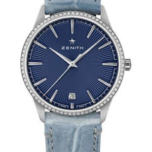 Zenith Elite Classic Watch - Steel - Diamond Bezel - Blue Dial - Blue Jean Alligator Strap - 16.3200.670/02.C832