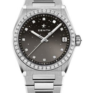 Zenith Defy Midnight Watch - Steel - Diamond Bezel - Gradient Grey Dial - Metal Bracelet - 16.9200.670/02.MI001