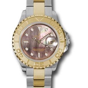 Rolex Steel and Yellow Gold Lady Yacht-Master 29 Watch - Black Mother-Of-Pearl Dial - 169623 dkm