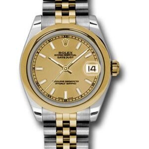Rolex Steel and Yellow Gold Datejust 31 Watch - Domed Bezel - Champagne Index Dial - Jubilee Bracelet - 178243 chij