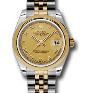 Rolex Steel and Yellow Gold Datejust 31 Watch - Domed Bezel - Champagne Roman Dial - Jubilee Bracelet - 178243 chrj