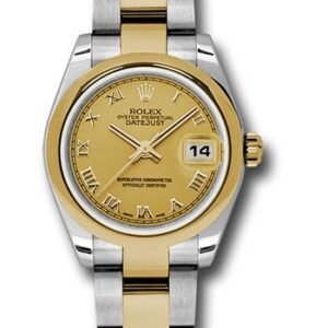 Rolex Steel and Yellow Gold Datejust 31 Watch - Domed Bezel - Champagne Roman Dial - Oyster Bracelet - 178243 chro