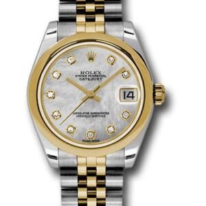 Rolex Steel and Yellow Gold Datejust 31 Watch - Domed Bezel - Mother-Of-Pearl Diamond Dial - Jubilee Bracelet - 178243 mdj