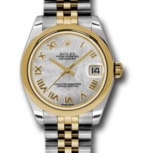 Rolex Steel and Yellow Gold Datejust 31 Watch - Domed Bezel - Mother-Of-Pearl Roman Dial - Jubilee Bracelet - 178243 mrj