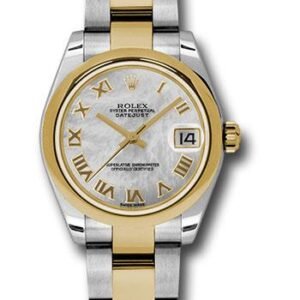 Rolex Steel and Yellow Gold Datejust 31 Watch - Domed Bezel - Mother-Of-Pearl Roman Dial - Oyster Bracelet - 178243 mro