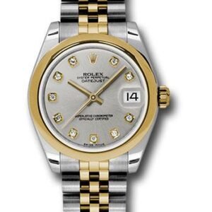 Rolex Steel and Yellow Gold Datejust 31 Watch - Domed Bezel - Silver Diamond Dial - Jubilee Bracelet - 178243 sdj