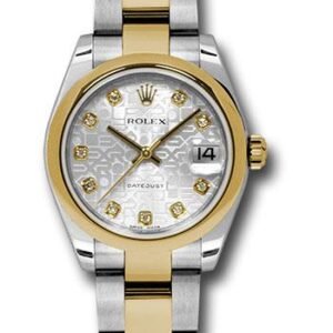 Rolex Steel and Yellow Gold Datejust 31 Watch - Domed Bezel - Silver Jubilee Diamond Dial - Oyster Bracelet - 178243 sjdo