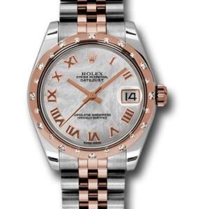 Rolex Steel and Everose Gold Datejust 31 Watch - 24 Diamond Bezel - Mother-Of-Pearl Roman Dial - Jubilee Bracelet - 178341 mrj