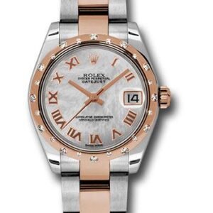 Rolex Steel and Everose Gold Datejust 31 Watch - 24 Diamond Bezel - Mother-Of-Pearl Roman Dial - Oyster Bracelet - 178341 mro