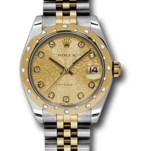 Rolex Steel and Yellow Gold Datejust 31 Watch - 24 Diamond Bezel - Champagne Jubilee Diamond Dial - Jubilee Bracelet - 178343 chjdj