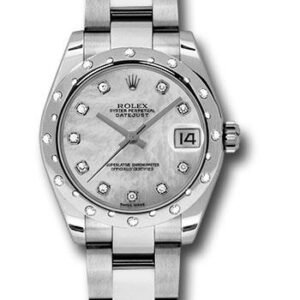 Rolex Steel and White Gold Datejust 31 Watch - 24 Diamond Bezel - Mother-Of-Pearl Diamond Dial - Oyster Bracelet - 178344 mdo