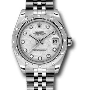 Rolex Steel and White Gold Datejust 31 Watch - 24 Diamond Bezel - Meteorite Diamond Dial - Jubilee Bracelet - 178344 mtdj