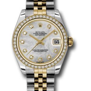 Rolex Steel and Yellow Gold Datejust 31 Watch - 46 Diamond Bezel - Mother-Of-Pearl Diamond Dial - Jubilee Bracelet - 178383 mdj