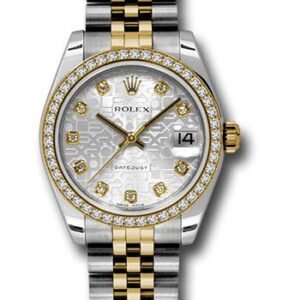 Rolex Steel and Yellow Gold Datejust 31 Watch - 46 Diamond Bezel - Silver Jubilee Diamond Dial - Jubilee Bracelet - 178383 sjdj