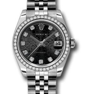 Rolex Steel and White Gold Datejust 31 Watch - 46 Diamond Bezel - Black Jubilee Diamond Dial - Jubilee Bracelet - 178384 bkjdj