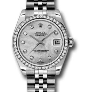 Rolex Steel and White Gold Datejust 31 Watch - 46 Diamond Bezel - Mother-Of-Pearl Diamond Dial - Jubilee Bracelet - 178384 mdj