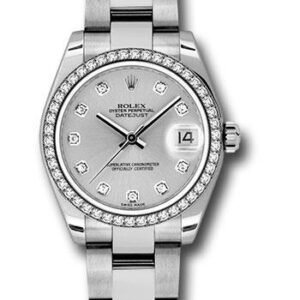 Rolex Steel and White Gold Datejust 31 Watch - 46 Diamond Bezel - Silver Diamond Dial - Oyster Bracelet - 178384 sdo