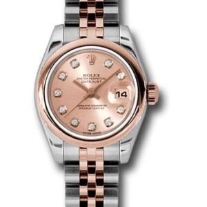 Rolex Steel and Everose Gold Rolesor Lady Datejust 26 Watch - Domed Bezel - Pink Champagne Diamond Dial - Jubilee Bracelet - 179161 pdj