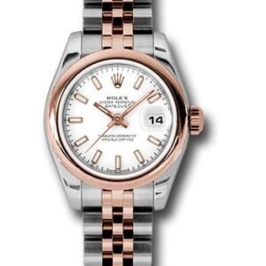 Rolex Steel and Everose Gold Rolesor Lady Datejust 26 Watch - Domed Bezel - White Index Dial - Jubilee Bracelet - 179161 wsj
