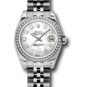 Rolex Steel and White Gold Lady-Datejust 26 Watch - 46 Diamond Bezel - Mother-Of-Pearl Diamond Dial - Jubilee Bracelet - 179384 mdj