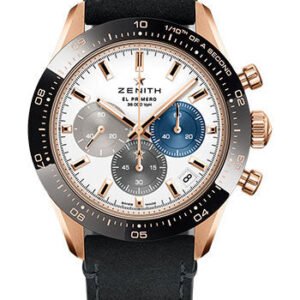 Zenith Chronomaster Sport Watch - Rose Gold And Ceram - White Matte Dial - Leather Strap - 18.3100.3600/69.C920
