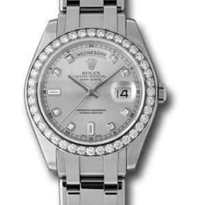 Rolex Platinum Day-Date Special Edition 39 Watch - 40 Diamond Bezel - Grey Diamond Dial - 18946 gd