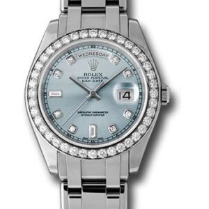 Rolex Platinum Day-Date Special Edition 39 Watch - 40 Diamond Bezel - Glacier Blue Diamond Dial - 18946 glad