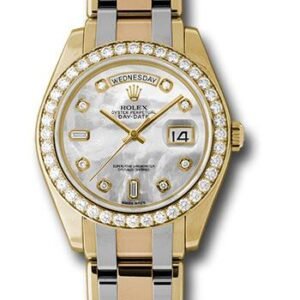 Rolex Yellow Gold Day-Date Special Edition 39 Watch - 40 Diamond Bezel - Mother-Of-Pearl Diamond Dial - 18948tri md