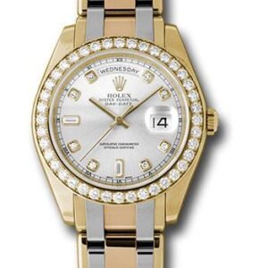 Rolex Yellow Gold Day-Date Special Edition 39 Watch - 40 Diamond Bezel - Silver Diamond Dial - 18948tri sd
