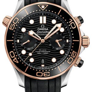 Omega Seamaster Diver 300M Omega Co-Axial Master Chronometer Chronograph - 44 mm Steel And Sedna Gold Case - Black Dial - Black Rubber Strap - 210.22.44.51.01.001