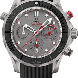 Omega Seamaster Diver 300 M Co-Axial GMT Chronograph ETNZ (Emirates Team New Zealand) Watch - 44 mm Titanium Case - Matt Black Ceramic Unidirectional Bezel - Grade 5 Titanium Grey Dial - Black Rubber Strap - 212.92.44.50.99.001
