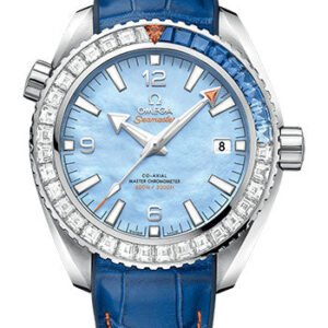 Omega Seamaster Planet Ocean 600M Co-Axial Master Chronometer Limited Edition of 88 Watch - 43.5 mm White Gold Case - Unidirectional Bezel - Blued Mother-Of-Pearl Dial - Blue Leather Strap - 215.58.44.21.07.001