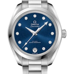 Omega Seamaster Aqua Terra 150M Co-Axial Master Chronometer Watch - 34 mm Steel Case - Glossy Midnight-Blue Diamond Dial - 220.10.34.20.53.001