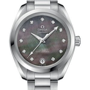 Omega Seamaster Aqua Terra 150M Co-Axial Master Chronometer Watch - 34 mm Steel Case - Tahiti Mother-Of-Pearl Diamond Dial - 220.10.34.20.57.001