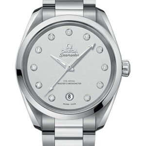 Omega Seamaster Aqua Terra 150M Co-Axial Master Chronometer Ladies Watch - 38 mm Steel Case - Silvery Diamond Dial - 220.10.38.20.52.001