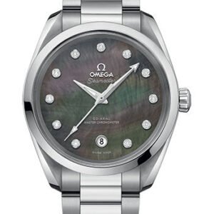 Omega Seamaster Aqua Terra 150M Co-Axial Master Chronometer Ladies Watch - 38 mm Steel Case - Tahiti Mother-Of-Pearl Diamond Dial - 220.10.38.20.57.001