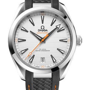 Omega Aqua Terra 150M Co-Axial Master Chronometer Watch - 41 mm Steel Case - Silvery Dial - Grey Structured Rubber Strap - 220.12.41.21.02.002